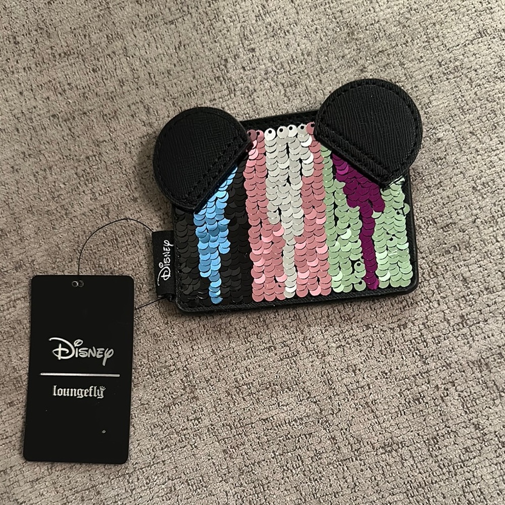 Loungefly Black and Pink Card Holder with Mickey Ears
